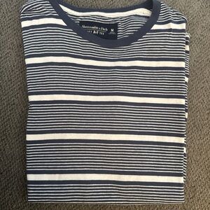 Abercrombie & Fitch Blue and White Long Sleeve Tee